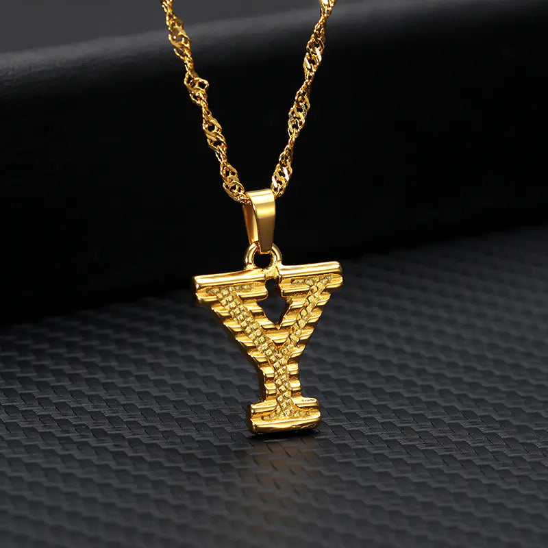 Gold-Plated 26 English Letters Pendant Necklace