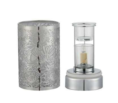 7" touch lamp-Fragrance Wax Melts Warmer -Electric Candle Essential Oil Burner-Metal Silver Sunflower Table Decor by Peterson Housewares & Artwares