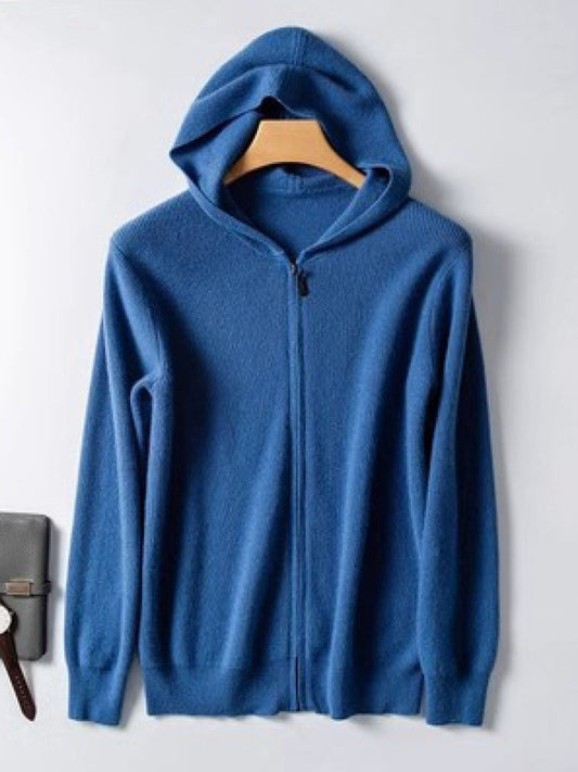 Men's Plus Size Zip Up Long Sleeve Hooded Cardigan