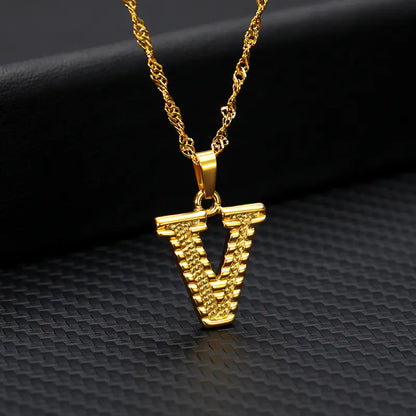 Gold-Plated 26 English Letters Pendant Necklace