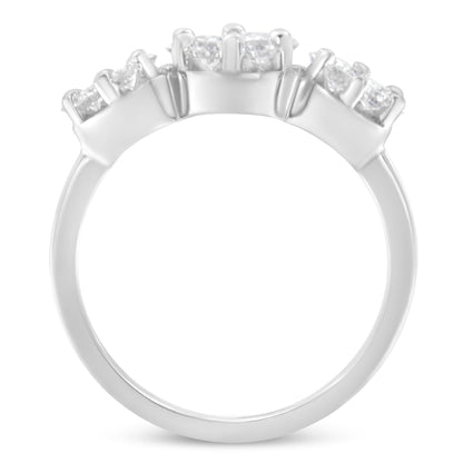 14K White Gold 1-1/4 Cttw Brilliant Cut Diamond Three Round Floral Clusters Engagement or Fashion Ring (H-I Color, SI2-I1 Clarity) by Infinite Jewels