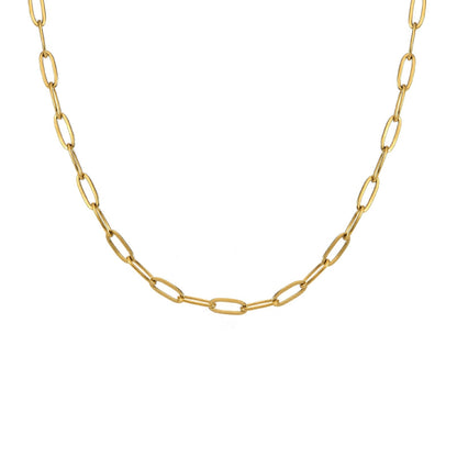 C400G B.Tiff Gold 2 Clasps Oval Paperclip Link Chain Necklace by B.Tiff New York