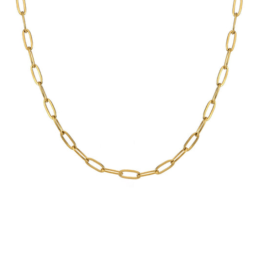 C400G B.Tiff Gold 2 Clasps Oval Paperclip Link Chain Necklace by B.Tiff New York