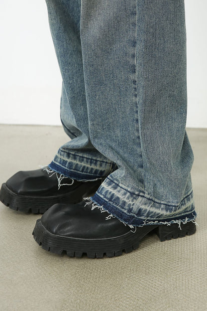 Men's Frayed Hem Jeans with Pockets