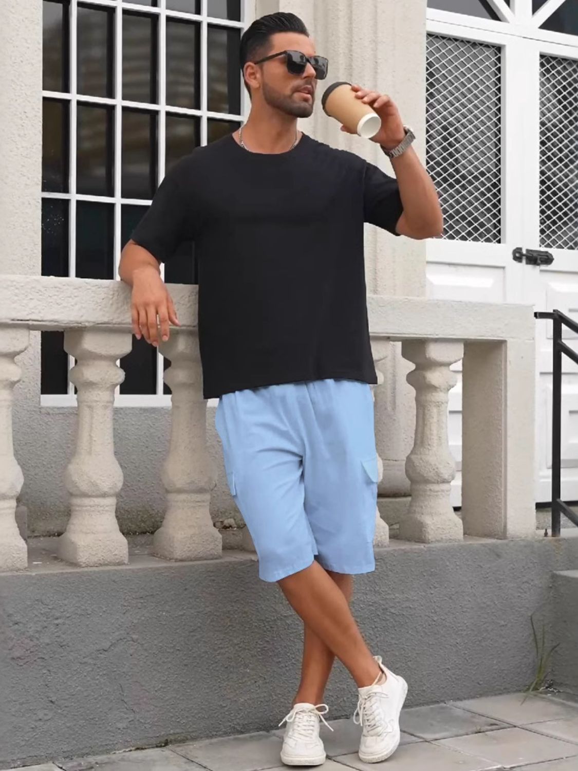 Men's Full Size Drawstring Shorts with Cargo Pockets Plus Size