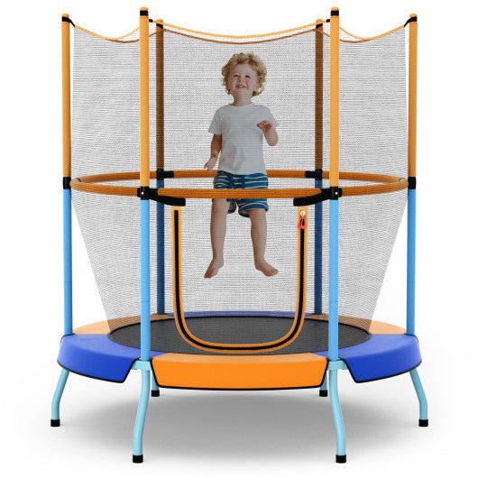 48 Inch Toddler Trampoline with Safety Enclosure Net-Orange
