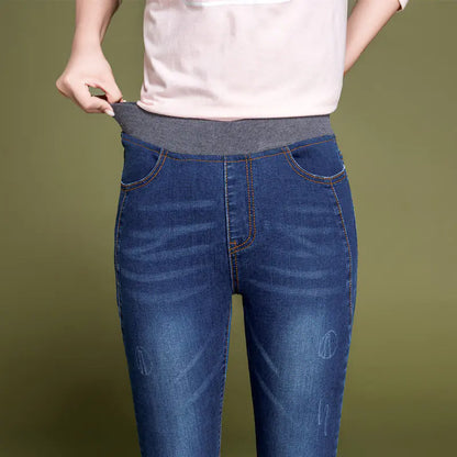 High-Waisted Stretchy Women's Jeans in Four Colors