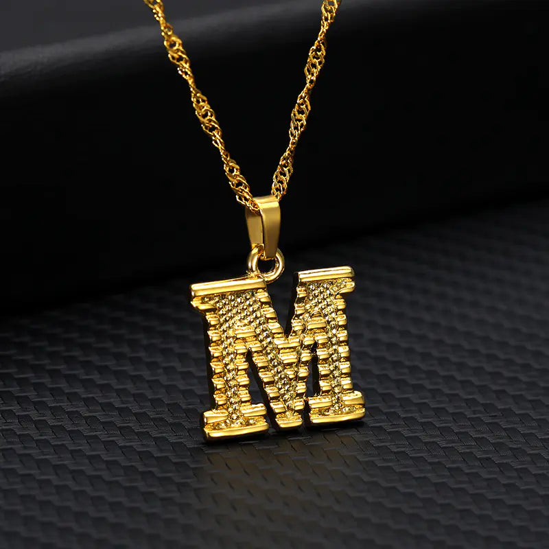 Gold-Plated 26 English Letters Pendant Necklace