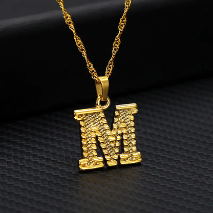 Gold-Plated 26 English Letters Pendant Necklace