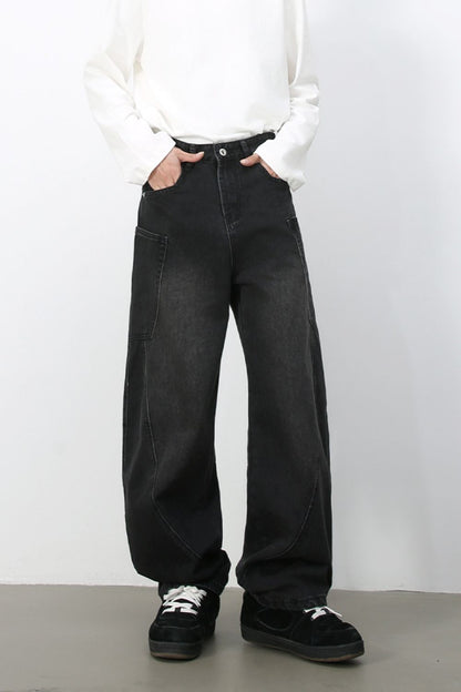 Men's Wide Leg Jeans with Pockets