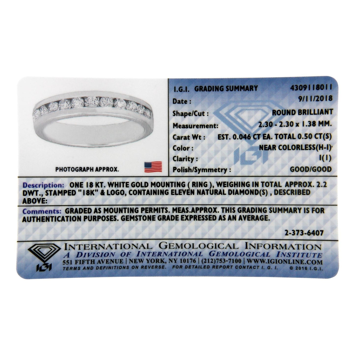 IGI Certified 1/2 Cttw Round Brilliant Cut Diamond 18K White Gold Channel Set Eternity Style Wedding Band Ring (H-I Color, I1-I2 Clarity) by Haus of Brilliance