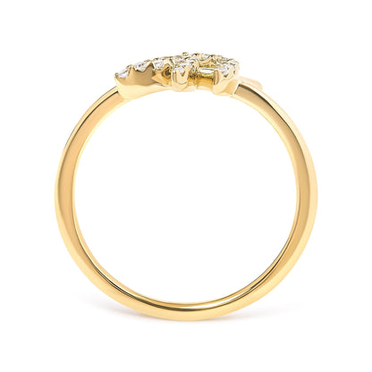 10K Yellow Gold 1/10 Cttw Diamond Leaf and Branch Ring (H-I Color, I1-I2 Clarity) by Infinite Jewels