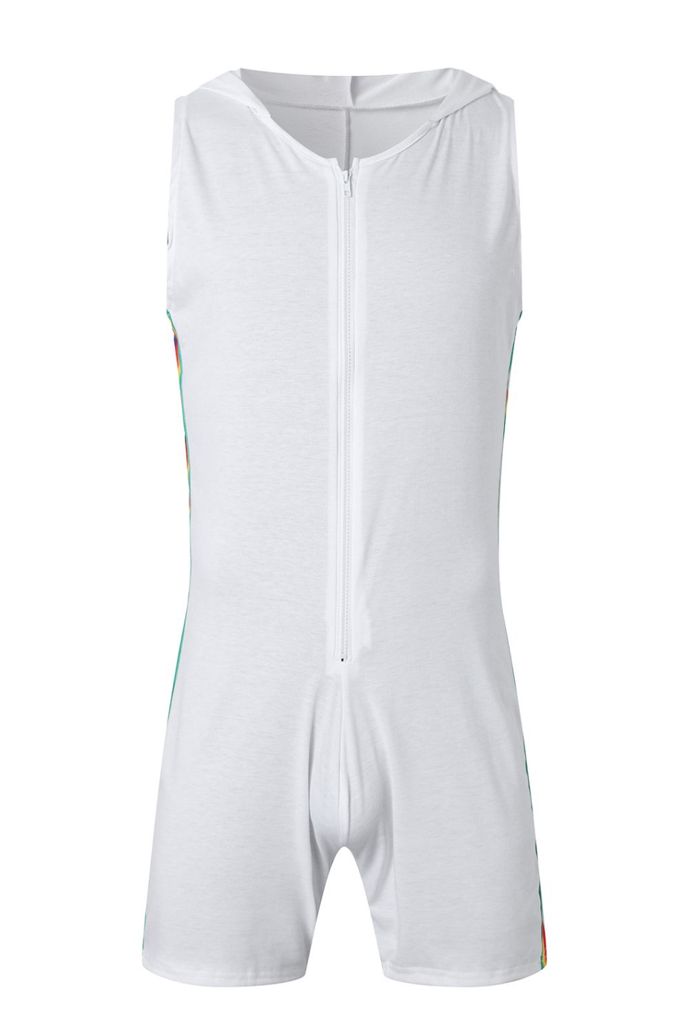 Men's Full Size Contrast Zip Front Sleeveless Active Romper Plus Size