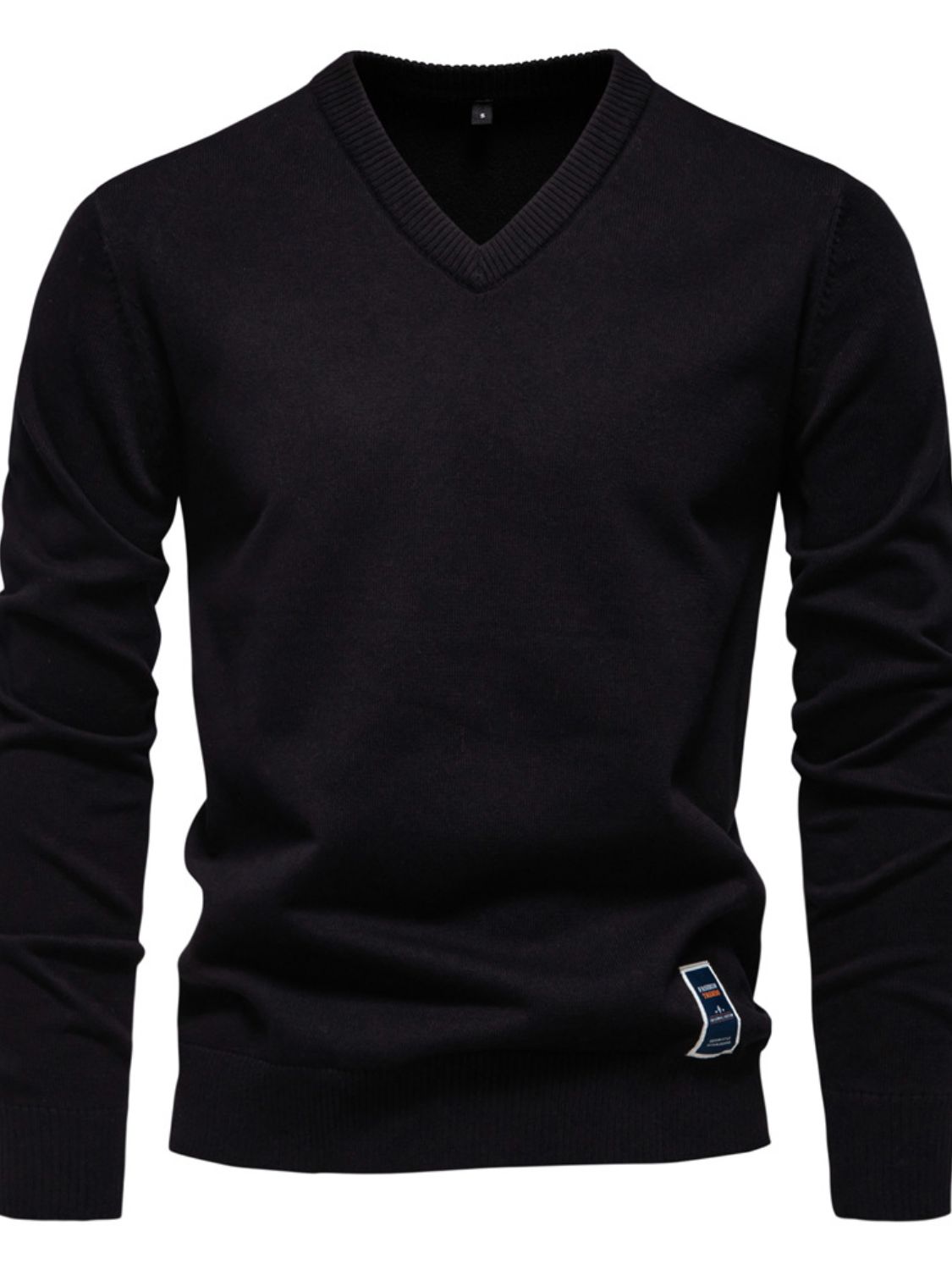Men's Ribbed Hem V-Neck Long Sleeve Sweater