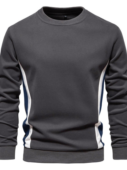 Men's Side Striped Contrast Round Neck Sweatshirt