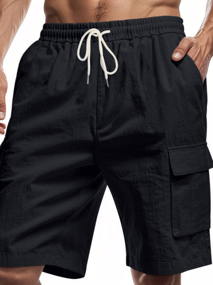 Men's Full Size Drawstring Shorts with Cargo Pockets Plus Size