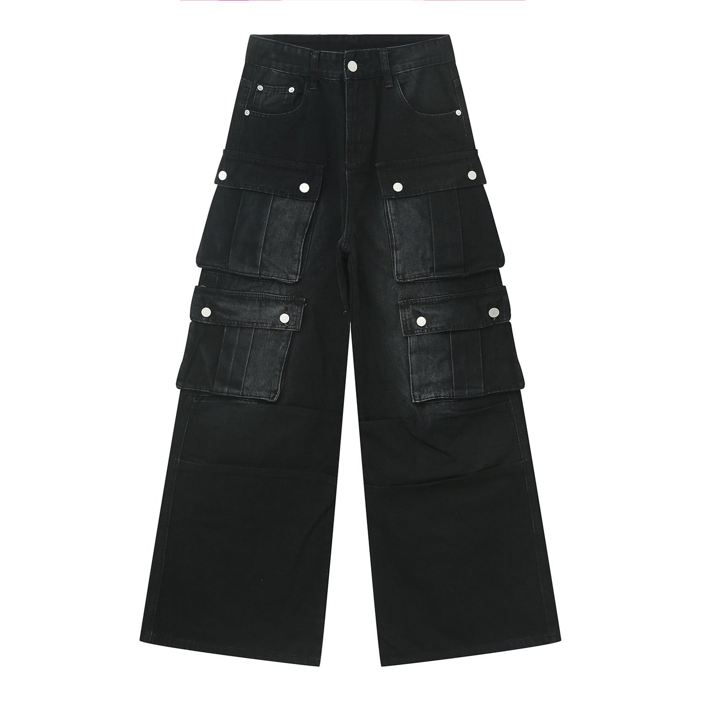 Multi-Pocket Cargo Wide-Leg Jeans
