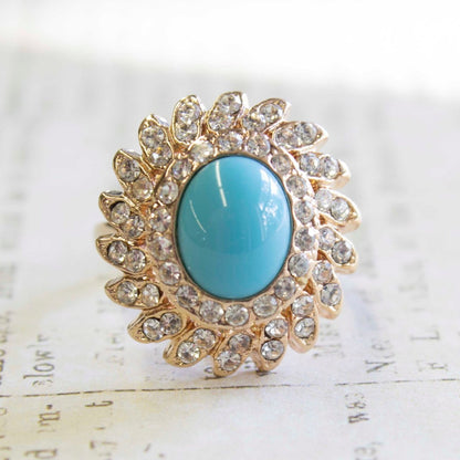 Vintage Jewelry Pinfire Opal Cocktail Ring in a 18k Gold Electroplated Setting Made in the USA by PVD Vintage Jewelry