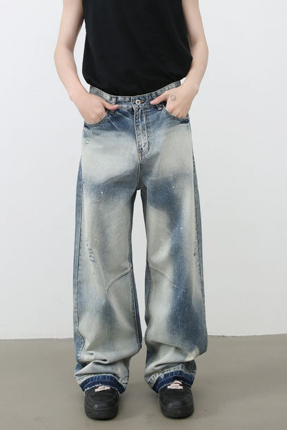 Men's Distressed Wide Leg Jeans