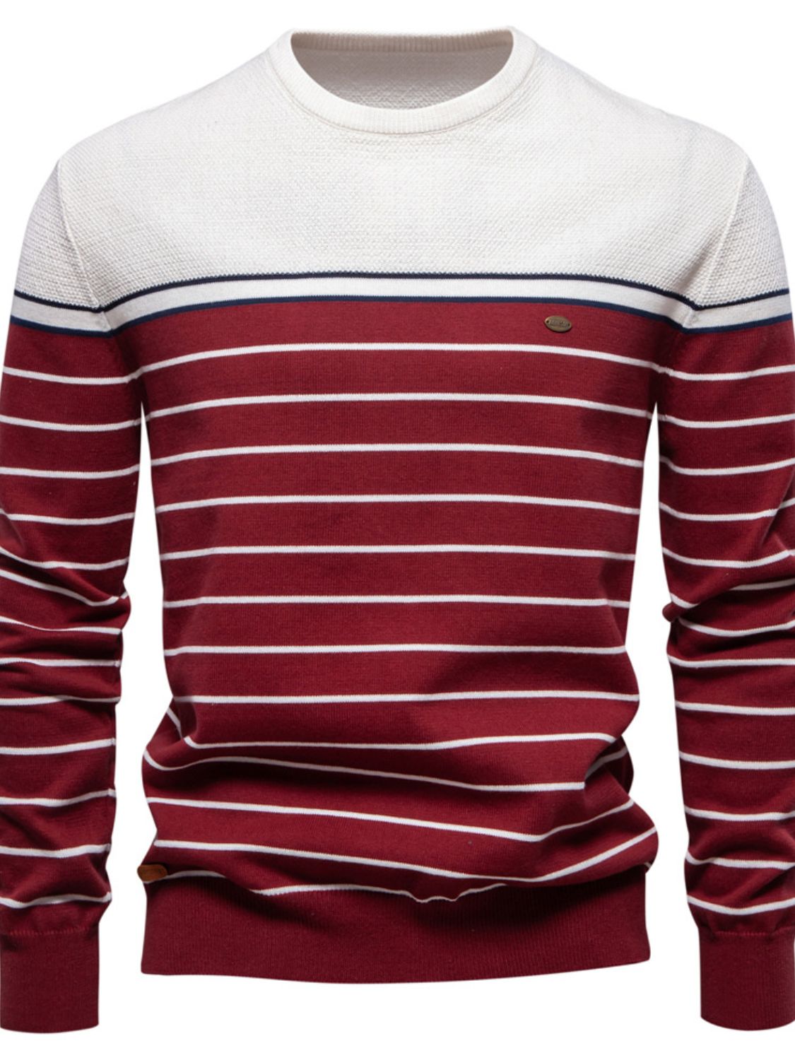 Men's Striped Round Neck Long Sleeve Sweater