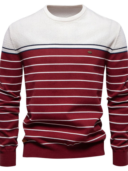 Men's Striped Round Neck Long Sleeve Sweater