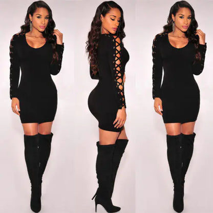 Sexy Bandage Bodycon Long Sleeve Evening Dress
