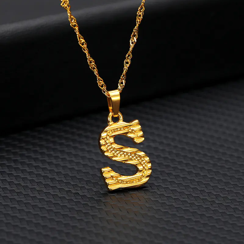 Gold-Plated 26 English Letters Pendant Necklace