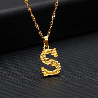 Gold-Plated 26 English Letters Pendant Necklace