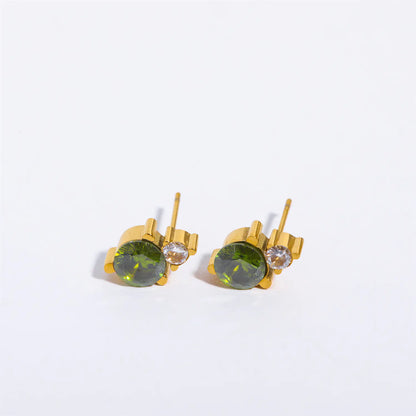 Titanium Steel Gold-Plated December Birthstone Earrings