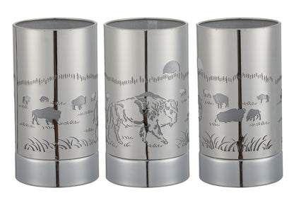 7" touch lamp-Fragrance Wax Melts Warmer -Electric Candle Essential Oil Burner-Metal Silver Bison Table Decor by Peterson Housewares & Artwares