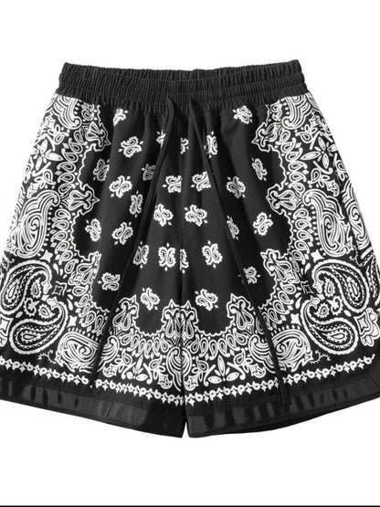 Men's Drawstring Printed Shorts with Pockets