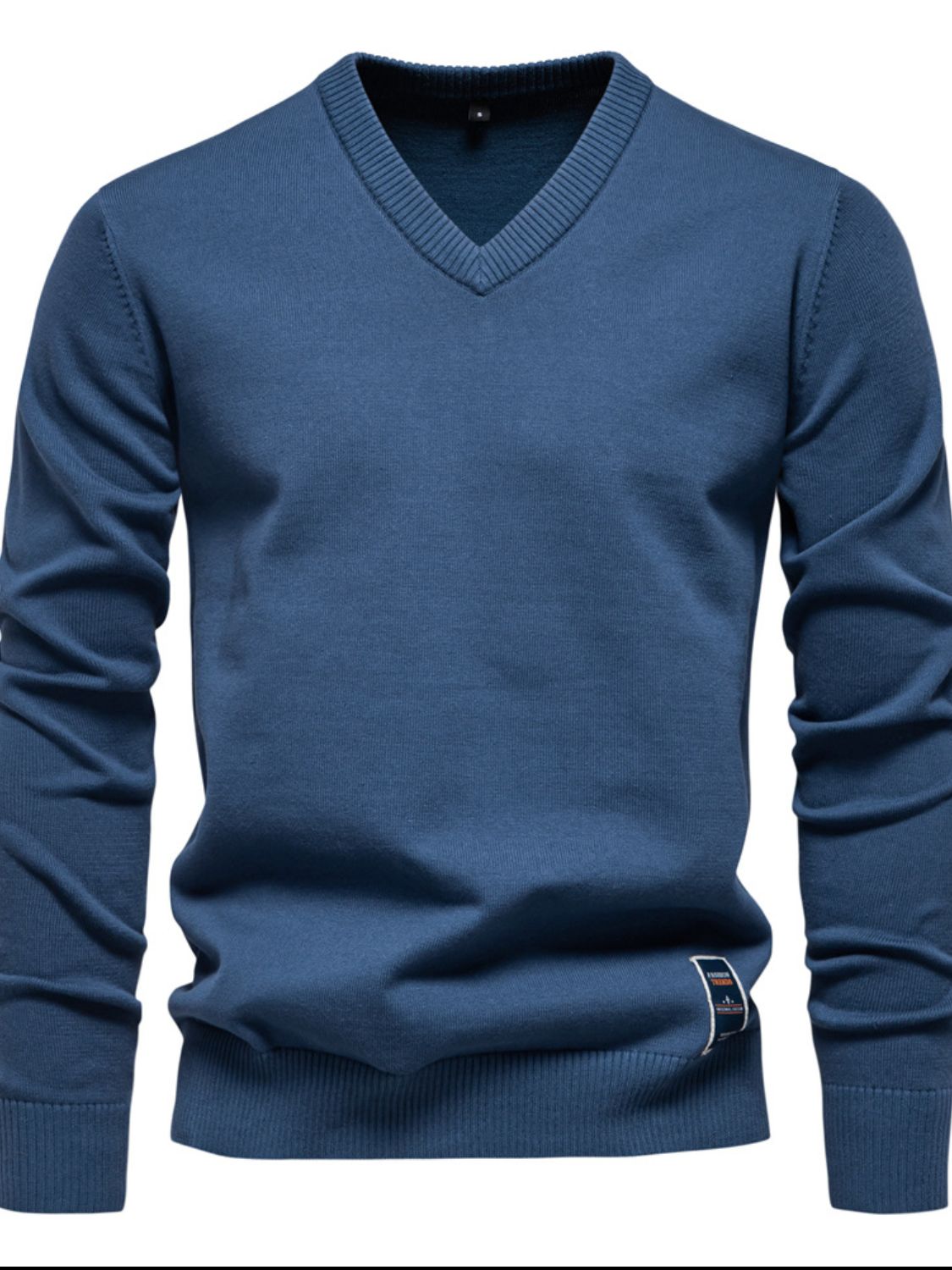 Men's Ribbed Hem V-Neck Long Sleeve Sweater