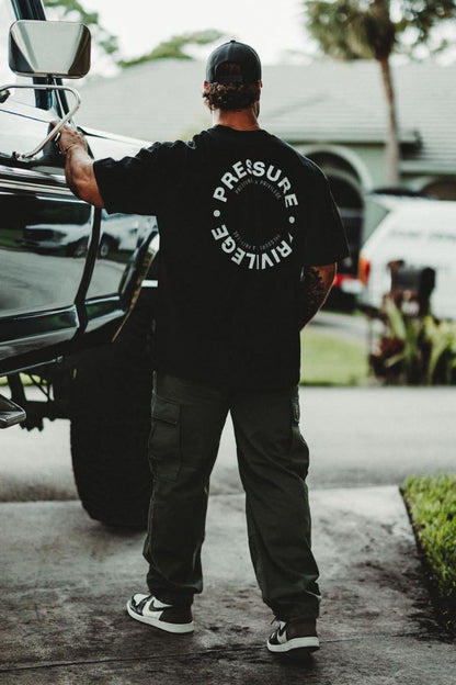 Men's Plus Size Letter Round Neck Short Sleeve T-Shirt