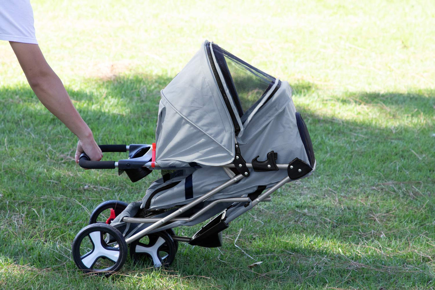 🐶 3 Wheel Elite Jogger Pet Stroller for Cat or Dog, Foldable, for Travel, Gray🐶 by Js House