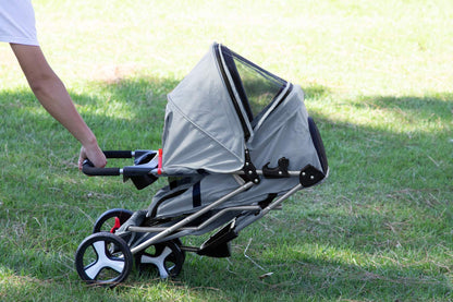 🐶 3 Wheel Elite Jogger Pet Stroller for Cat or Dog, Foldable, for Travel, Gray🐶 by Js House