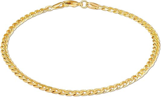 RMZ GOLD NYC 18K Gold Curb/Cuban Link Chain Bracelet - Made In Brazil