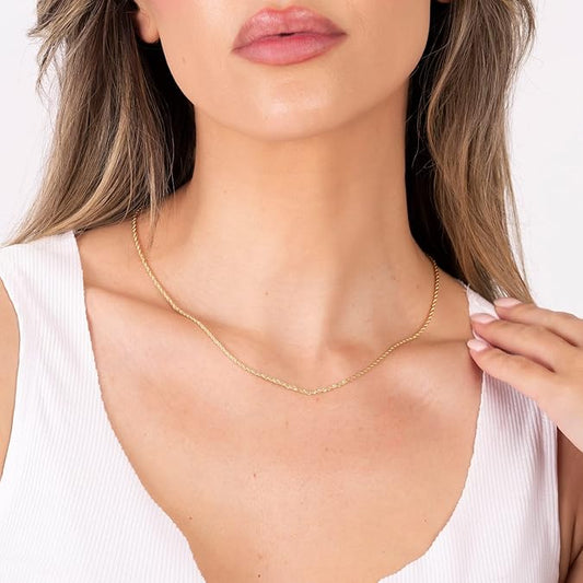 RMZ GOLD NYC 18K Gold Rope Chain Necklace - Made In Brazil