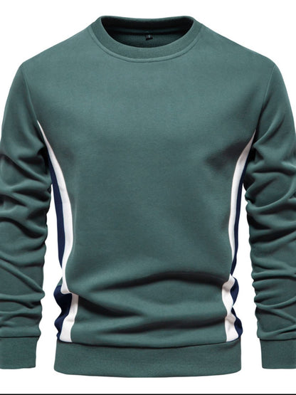 Men's Side Striped Contrast Round Neck Sweatshirt
