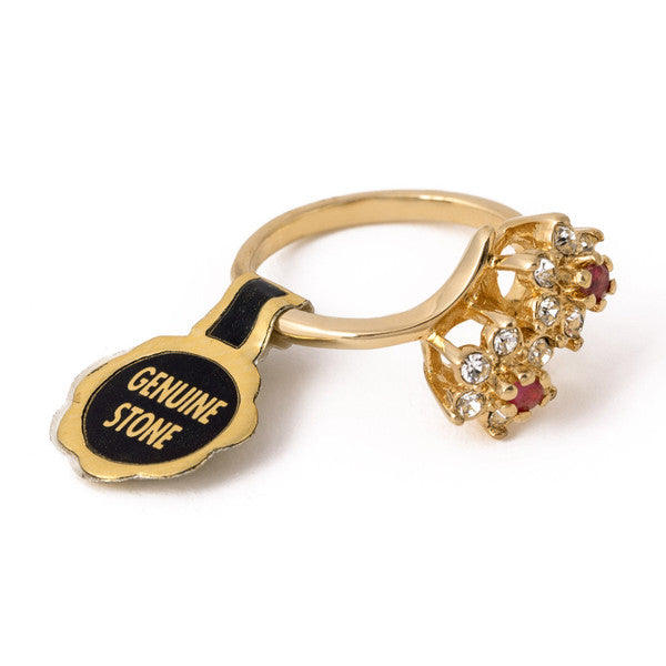 Women's Vintage 1970s Star Flower Cluster Ring set with Genuine Ruby or Austrian Crystals Made in USA by PVD Vintage Jewelry