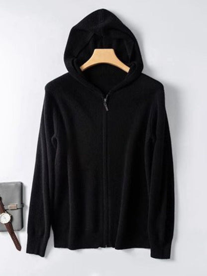 Men's Plus Size Zip Up Long Sleeve Hooded Cardigan
