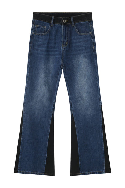 Men's Contrast Bootcut Jeans with Pockets