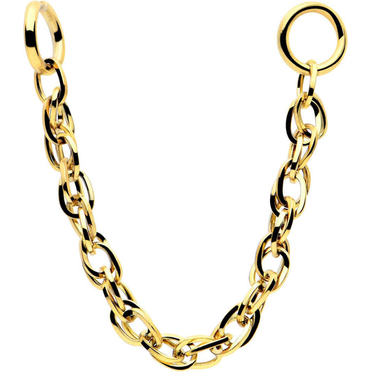 1 1/4 Gold Tone Flat Back Earring Removable Connector Chain Links