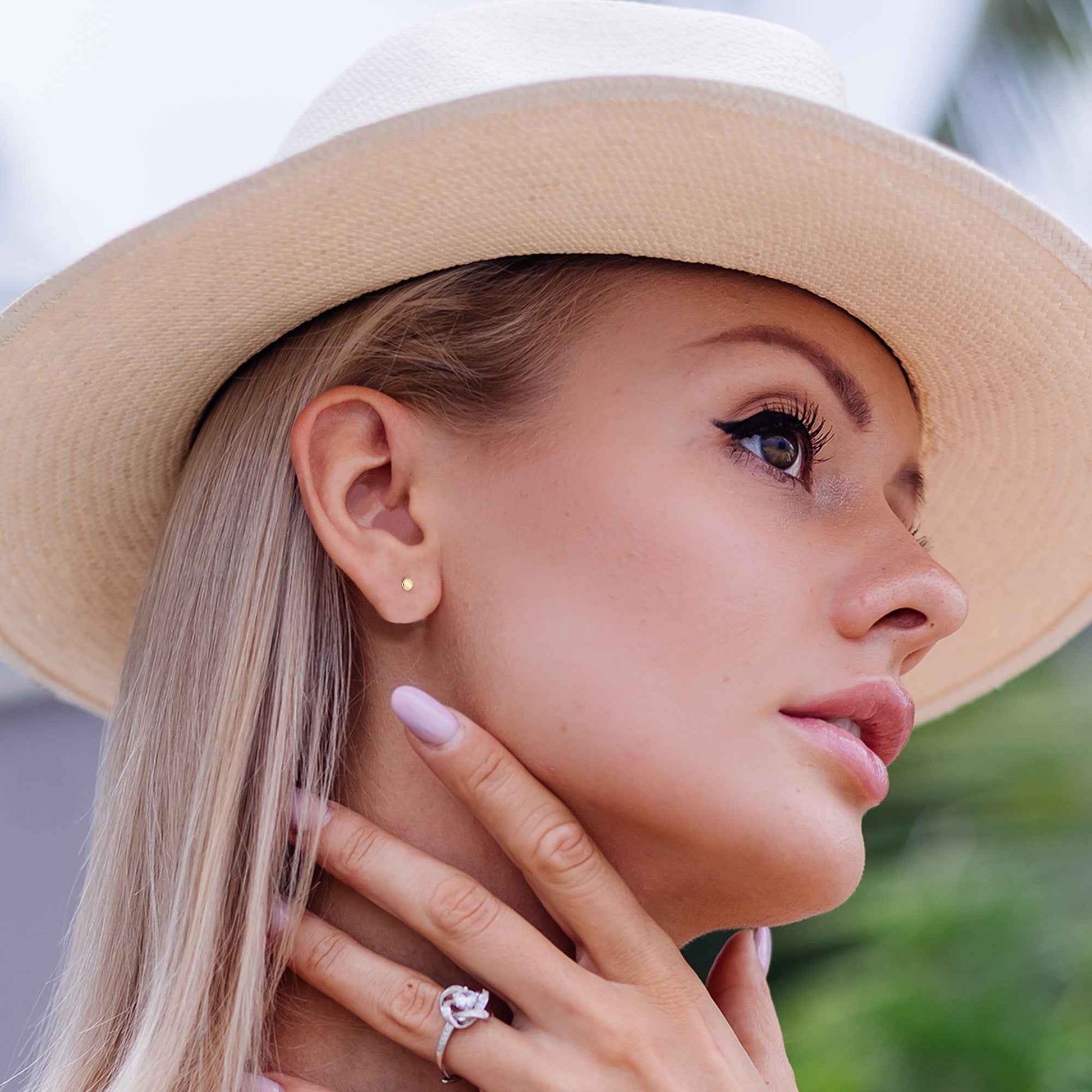 14k Solid Yellow Gold 3mm Disc Threadless Push In Flat Back Stud