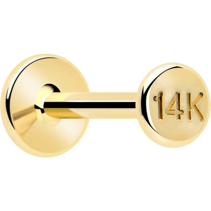 14k Solid Yellow Gold 3mm Disc Threadless Push In Flat Back Stud