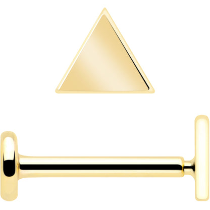 14k Solid Yellow Gold 3mm Triangle Threadless Push In Flat Back Stud