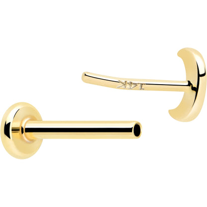 14k Solid Yellow Gold 3mm Moon Threadless Push In Flat Back Stud