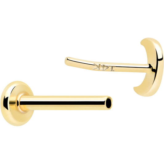 14k Solid Yellow Gold 3mm Moon Threadless Push In Flat Back Stud