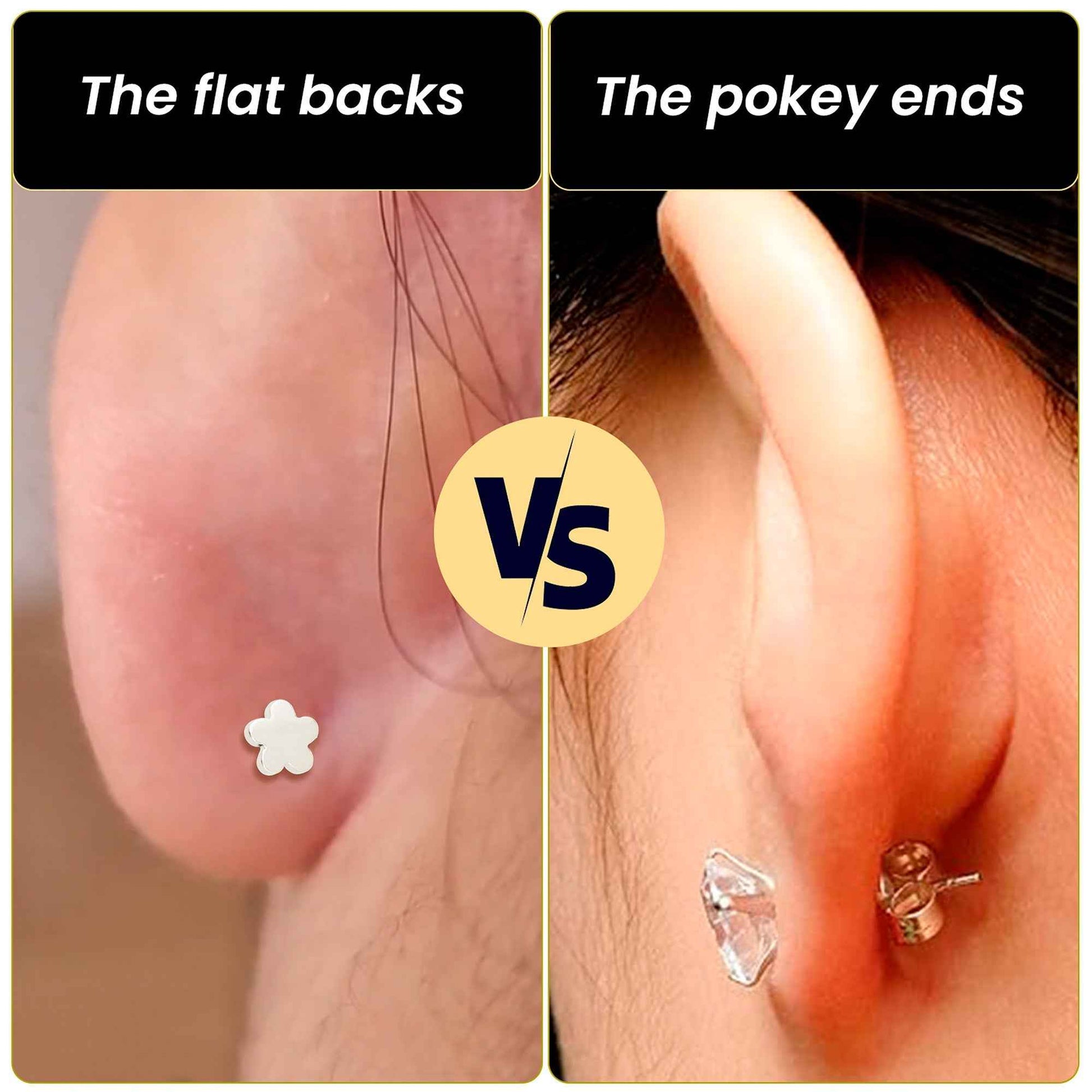 18G 1/4 Clear Gem Implant Grade Titanium Threadless Flower Reversible Flat Back Earring