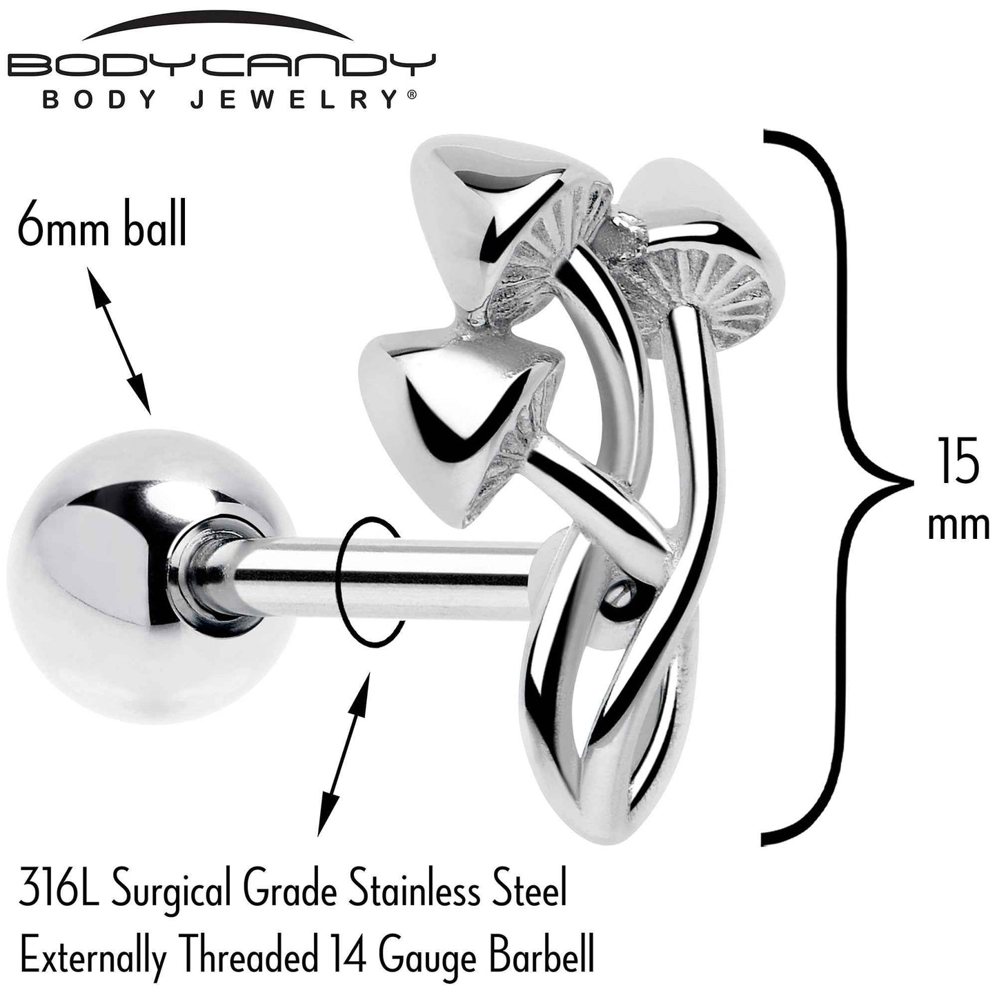 Trippy Mushroom Trio Barbell Tongue Ring