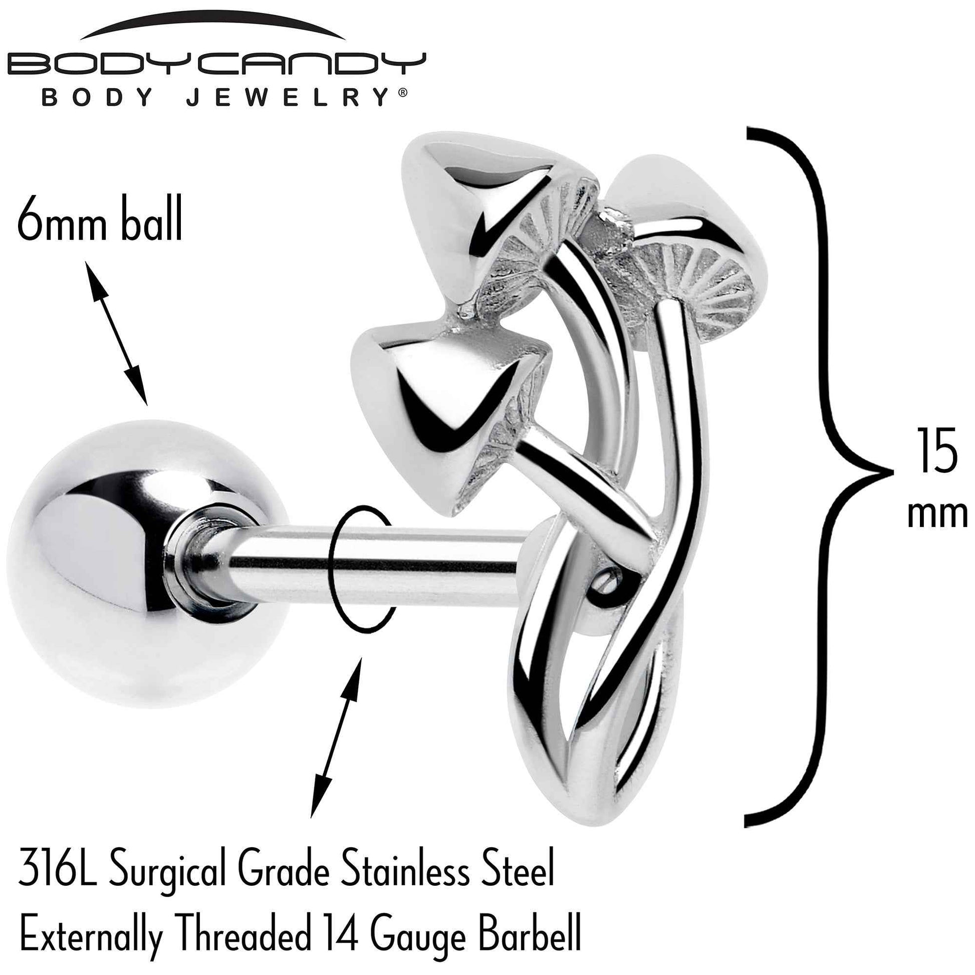 Trippy Mushroom Trio Barbell Tongue Ring